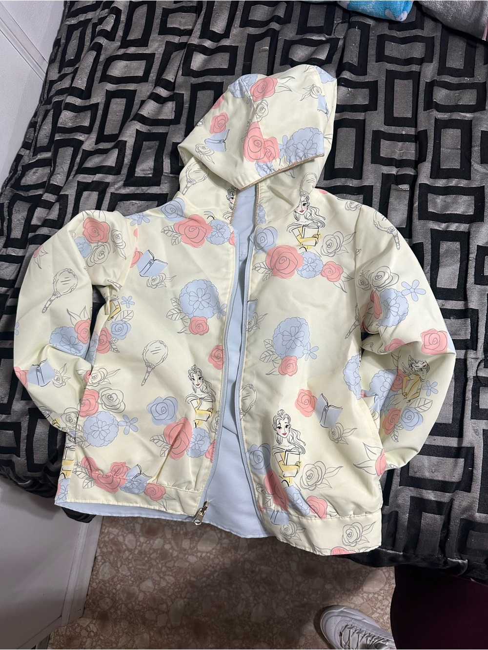 Girls' REVERSIBLE Floral Hooded Windbreaker Jacket DISNEY